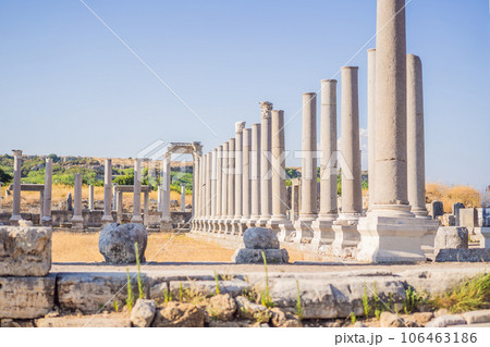 Ruins of the ancient Lycian city Perge located near the Antalya city in Turkey turkiye, GO Everywhere 106463186