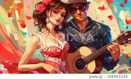 mexican couple with guitar mexican couple with guitar 106463284