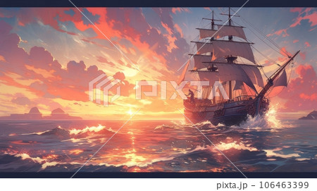 sailing ship at sea sailing ship at sea 106463399