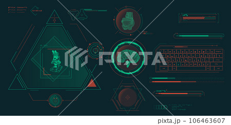 Vector data elements for sci-fi interface infographics. 106463607