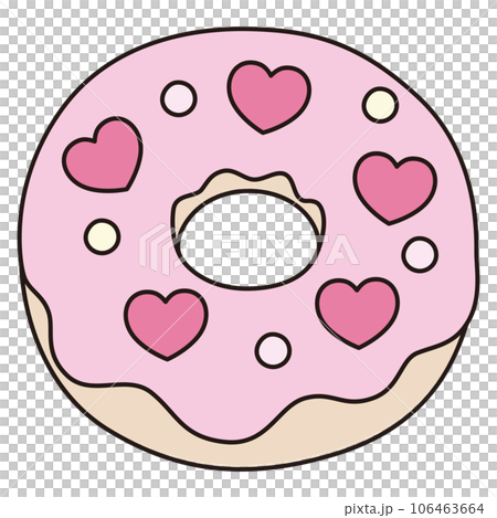 可愛的甜甜圈圖標的矢量插圖,上面有心 可愛的甜甜圈圖標的矢量插圖,上面有心 106463664
