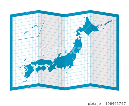 四つ折りの 日本 地図(マップ) ベクターイラスト (デザイン素材) 106463747