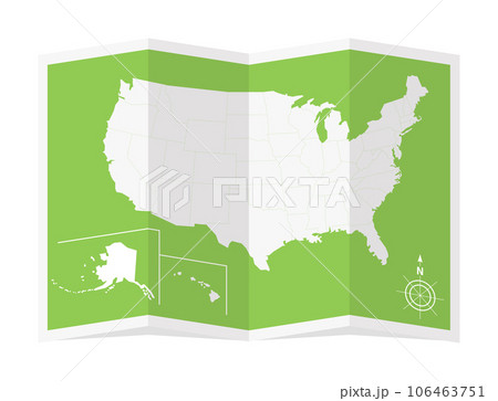 四つ折りの 米国・アメリカ合衆国 地図(マップ) ベクターイラスト (デザイン素材) 四つ折りの 米国・アメリカ合衆国 地図(マップ) ベクターイラスト (デザイン素材) 106463751