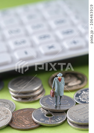 お金 硬貨 ミニチュア 家計 費用 エコノミー 節約 106463919