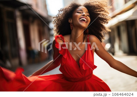 African top red dress