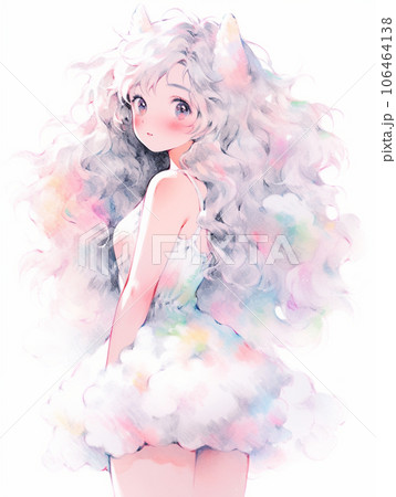 虹色猫耳キャラクターイラスト大判ポスター 猫耳虹色可愛い女の子のイラスト素材 [106464138] - PIXTA