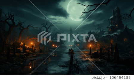 gloomy gothic cemetery. gloomy gothic cemetery. 106464182
