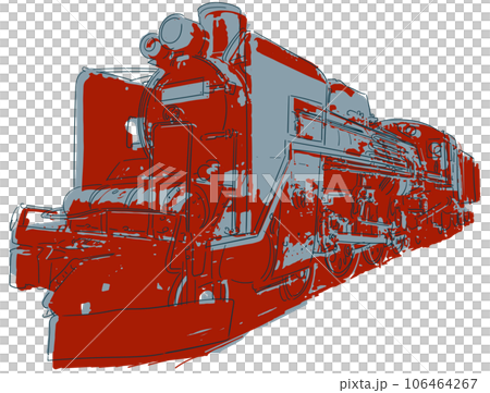 具有復古感覺的歷史蒸汽機車的插圖 具有復古感覺的歷史蒸汽機車的插圖 106464267