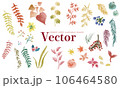 オシャレな秋の植物の水彩手書きベクターイラスト 106464580