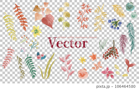 オシャレな秋の植物の水彩手書きベクターイラスト 106464580