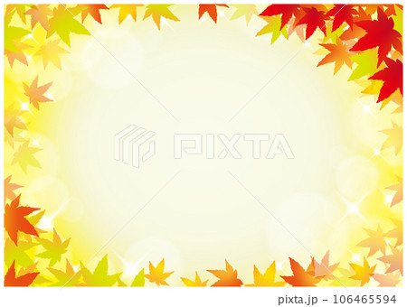 オレンジ色の紅葉と赤いモミジの背景 106465594