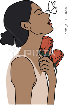 Hand drawn woman portrait with butterfly. 106465899