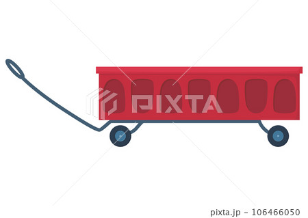 Garden cart cartoon or farm wheelbarrow icon. Gardening, farming concept. Equipment of garden cart or garden wagon, vector illustration on white background 106466050