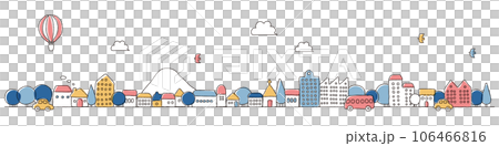 Cute hand-drawn cityscape illustration (dull color) 106466816