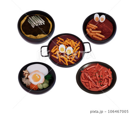 Korean food 3d set Vector 106467005
