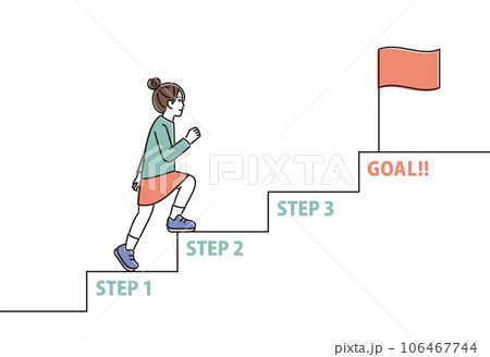 ゴールへの階段を登る女の子 ゴールへの階段を登る女の子 106467744