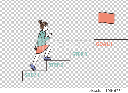 ゴールへの階段を登る女の子 ゴールへの階段を登る女の子 106467744