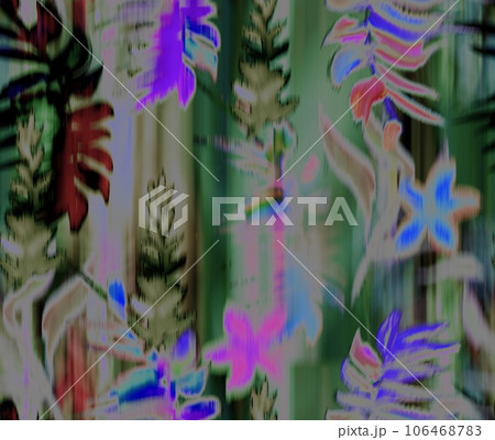 Modern abstract blur botanical pattern with tropical flowers 106468783