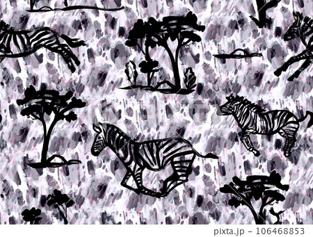 Abstract pattern with running zebras on the...のイラスト素材 [106468853] - PIXTA