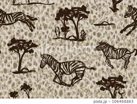 Abstract pattern with running zebras on the...のイラスト素材 [106468863] - PIXTA