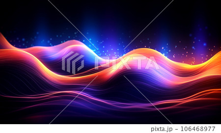 Geometric abstract background with colorful neon lines and lights. 106468977