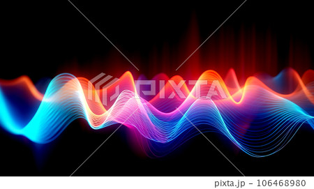 abstract background with blue and red waves on black background. 3d rendering abstract background with blue and red waves on black background. 3d rendering 106468980