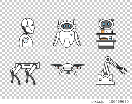 Various robot icon set 106469650