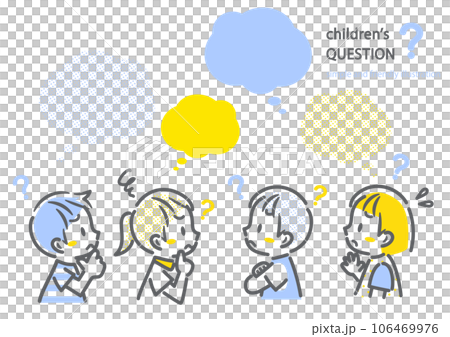 悩む子どもたち　シンプルでかわいい線画イラスト 106469976