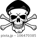 skull and crossbones black and white 106470385