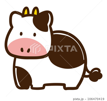 かわいいホルスタイン種の牛のキャラクターイラスト かわいいホルスタイン種の牛のキャラクターイラスト 106470419