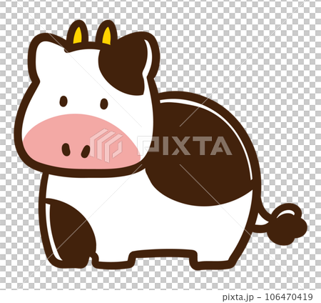 かわいいホルスタイン種の牛のキャラクターイラスト かわいいホルスタイン種の牛のキャラクターイラスト 106470419