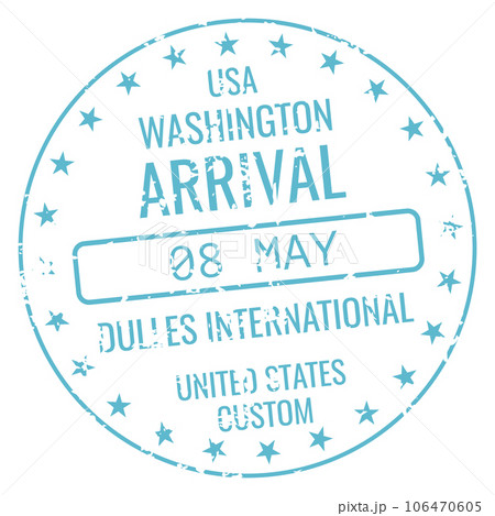 Border arrival stamp. World air travel sign 106470605