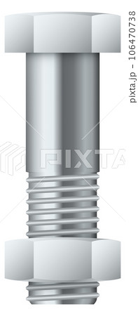 Bolt and nut. Realistic shiny steel fastener mockup 106470738