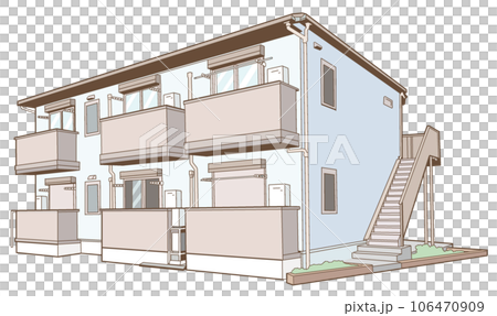 公寓樓的插圖[建築物、公寓、出租、房東、房地產、住宅、土地、建築、出租房屋] 106470909