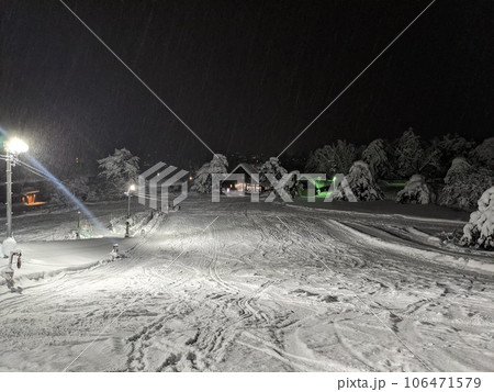 雪降る夜のスキー場 106471579