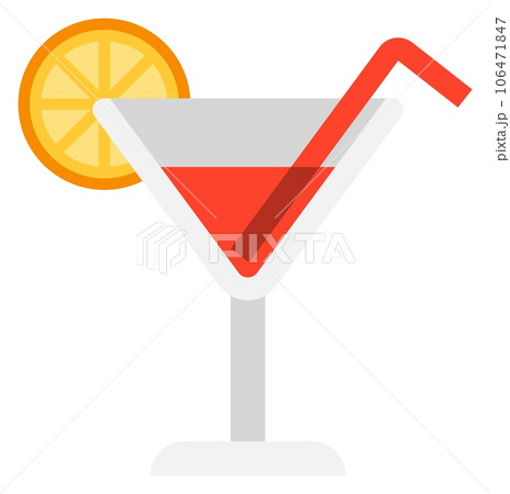 Cocktail glass flat icon. Party drink symbol 106471847
