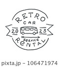 Car Rental Van Vintage Logo Label hand Drawn. Vector 106471974