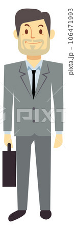 Middle age businessman cartoon character. Bearded man with briefcase Middle age businessman cartoon character. Bearded man with briefcase 106471993