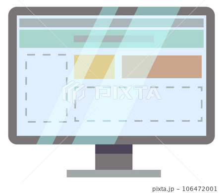 Computer screen with website layout. Web design app Computer screen with website layout. Web design app 106472001