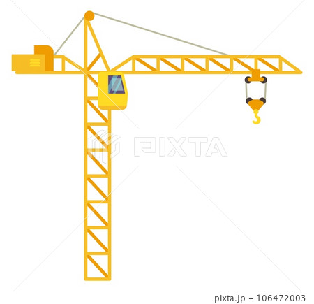Construction crane flat icon. Building vehicle side view Construction crane flat icon. Building vehicle side view 106472003