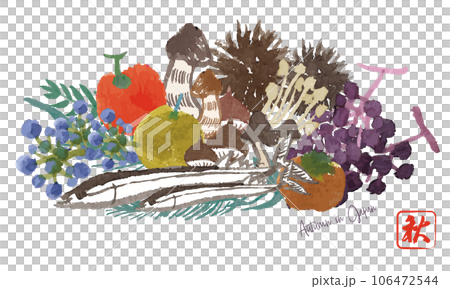 Japanese autumn taste - easy to use watercolor vector material 106472544