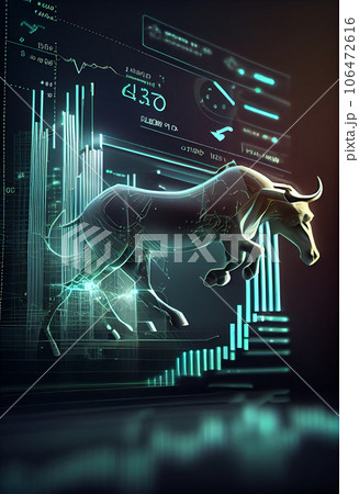 Bull run or bullish market trend in crypto currency or stocks. Trade exchange background, up arrow graph for increase in rates. Cryptocurrency price chart blockchain technology. Global economy boom. Bull run or bullish market trend in crypto currency or stocks. Trade exchange background, up arrow graph for increase in rates. Cryptocurrency price chart blockchain technology. Global economy boom. 106472616