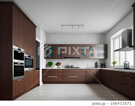 Realistic kitchen design in hyperdetailed medium shot. 106472871