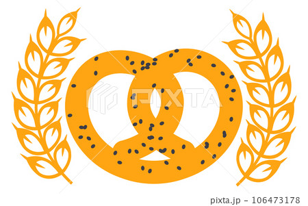 Pretzel emblem. Premium pastry label. Baking badge Pretzel emblem. Premium pastry label. Baking badge 106473178