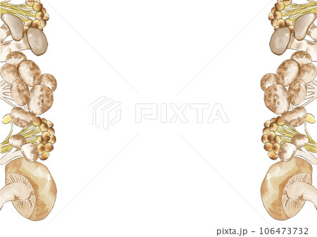 水彩で描いたシンプルなサイドにあしらったキノコフレーム 水彩で描いたシンプルなサイドにあしらったキノコフレーム 106473732
