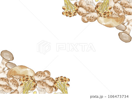 水彩で描いた秋のきのこフレーム　 106473734