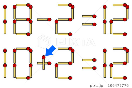 マッチ棒を一本だけ動かして正解させる数学の問題と回答 マッチ棒を一本だけ動かして正解させる数学の問題と回答 106473776