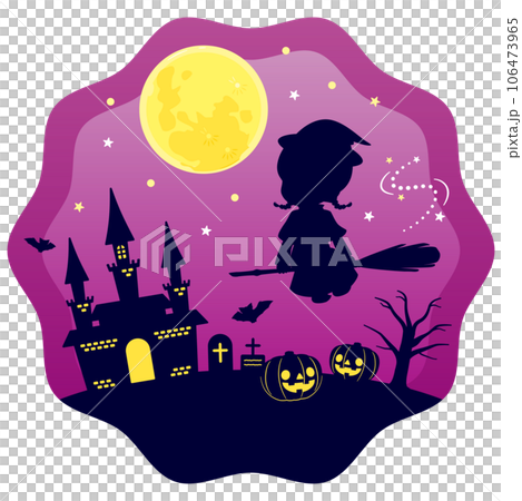 Halloween Moon and Witch Background 1 - Stock Illustration [106473965 ...