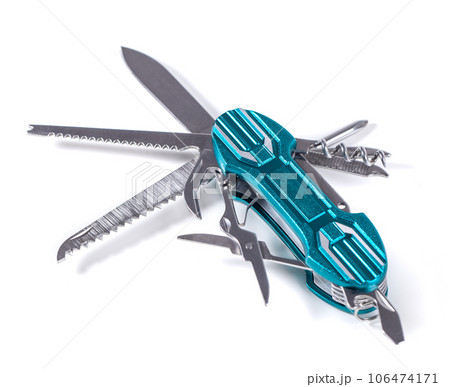 A multifunction folding knives isolated on white background 106474171