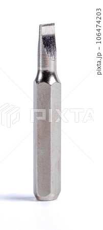 Screwdriver bit isolated on white background. Close up 106474203